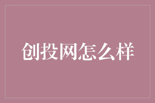 创投网怎么样