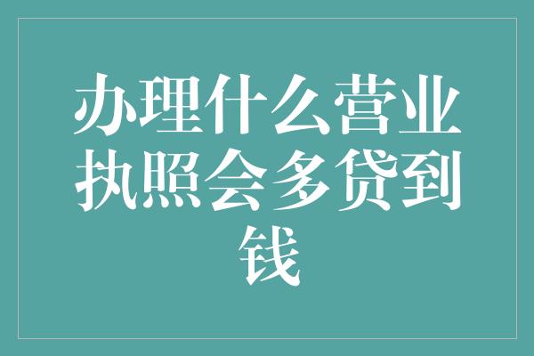 办理什么营业执照会多贷到钱