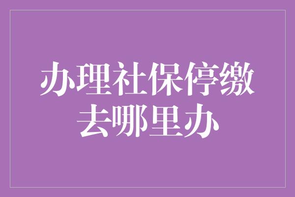 办理社保停缴去哪里办