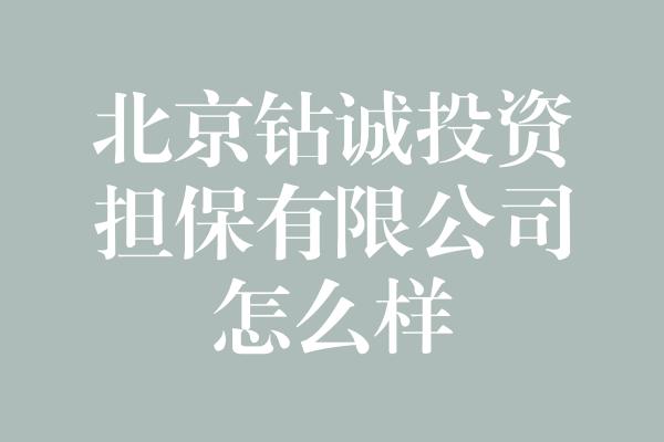 北京钻诚投资担保有限公司怎么样