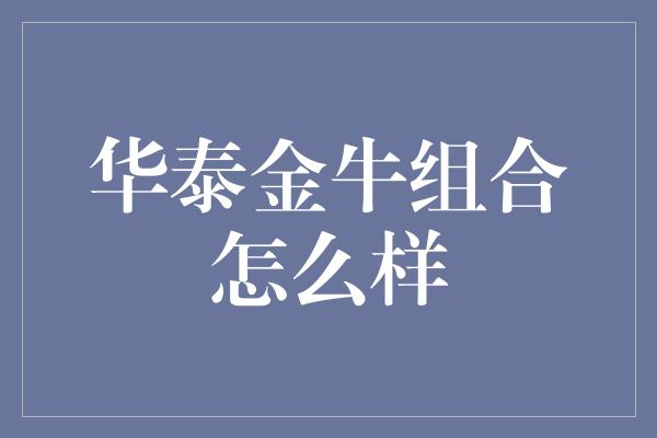 华泰金牛组合怎么样