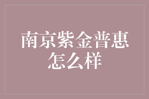 南京紫金普惠怎么样