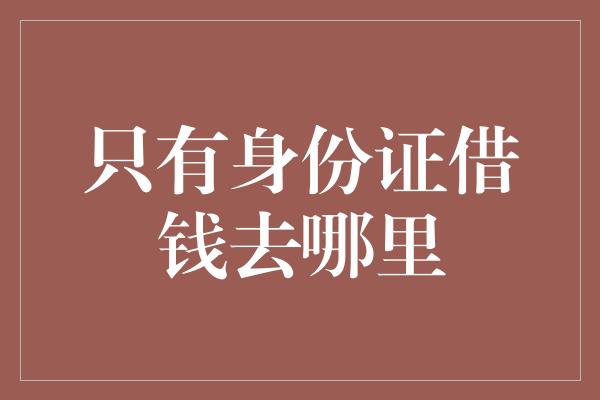 只有身份证借钱去哪里