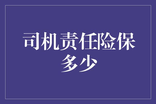 司机责任险保多少