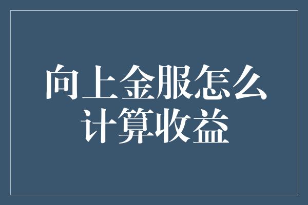 向上金服怎么计算收益