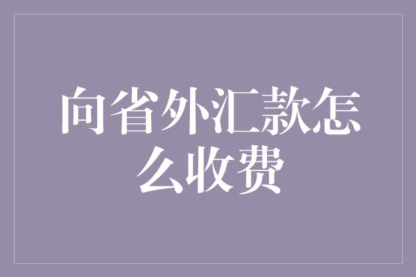 向省外汇款怎么收费