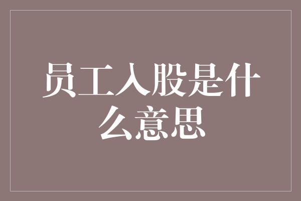 员工入股是什么意思