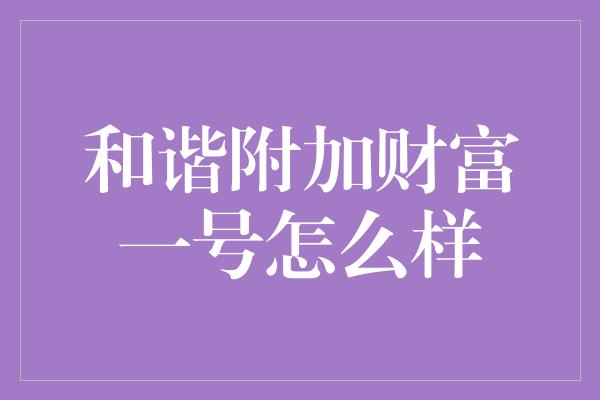 和谐附加财富一号怎么样