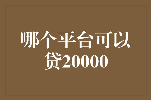 哪个平台可以贷20000