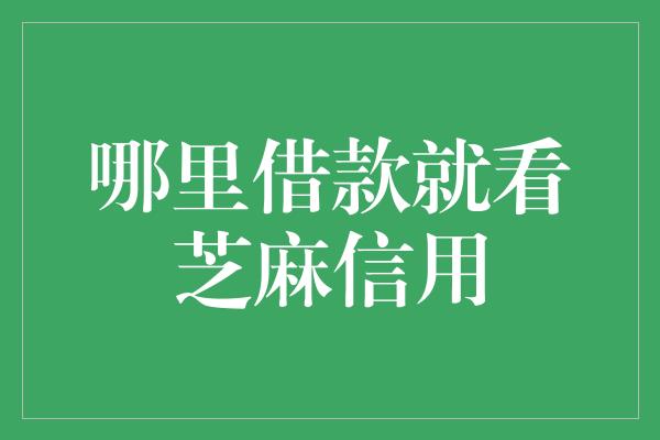 哪里借款就看芝麻信用