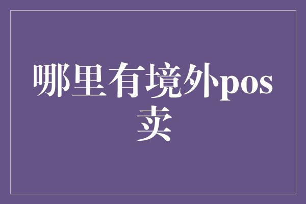 哪里有境外pos卖