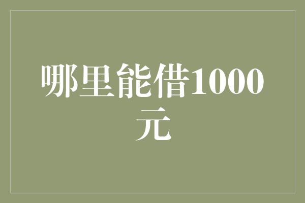 哪里能借1000元