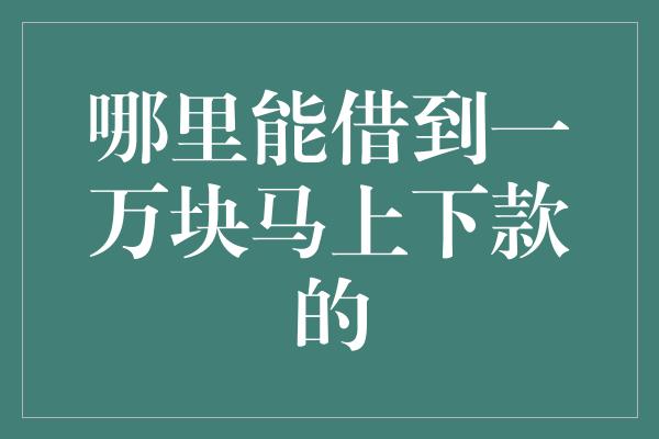 哪里能借到一万块马上下款的