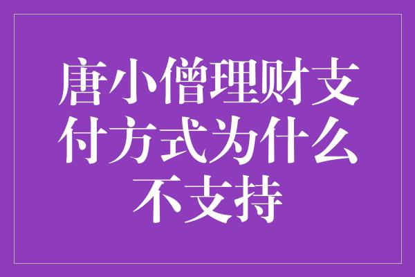 唐小僧理财支付方式为什么不支持