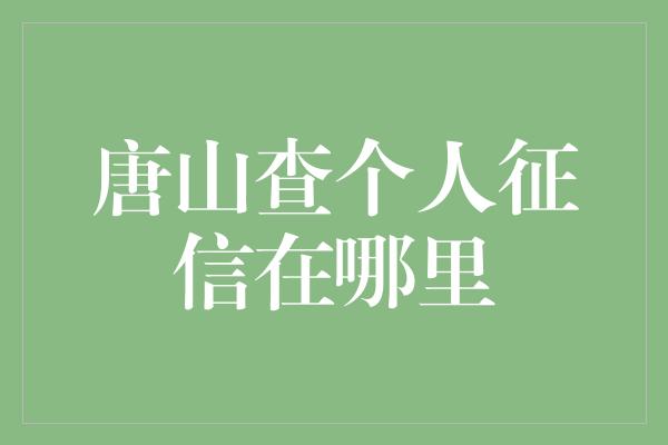 唐山查个人征信在哪里