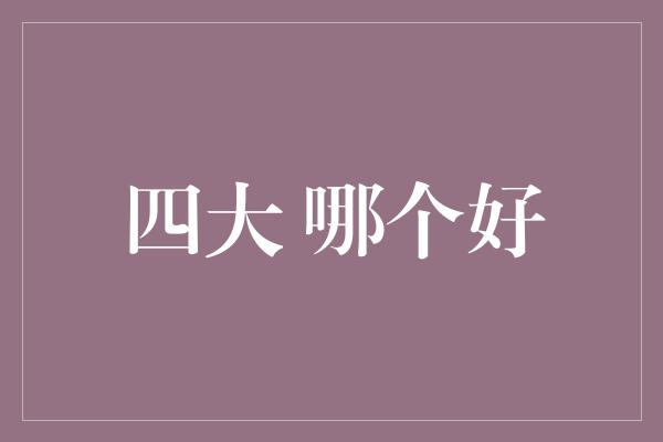 四大 哪个好