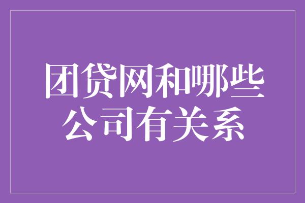 团贷网和哪些公司有关系