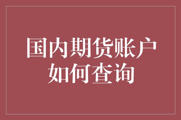 国内期货账户如何查询