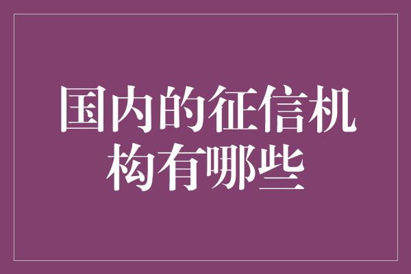 国内的征信机构有哪些