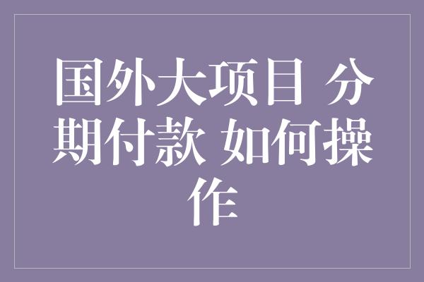 国外大项目 分期付款 如何操作