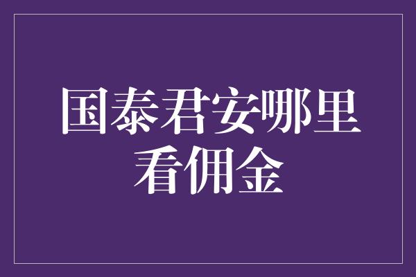 国泰君安哪里看佣金