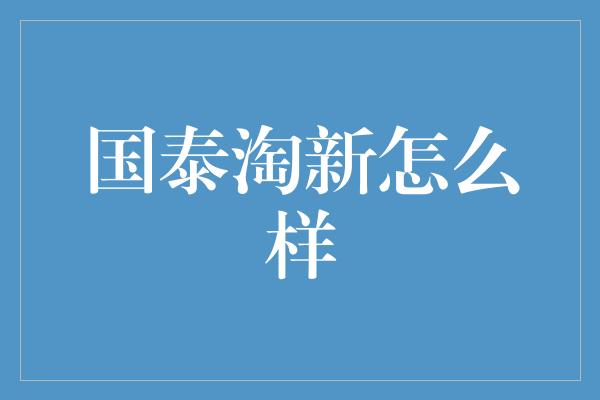 国泰淘新怎么样