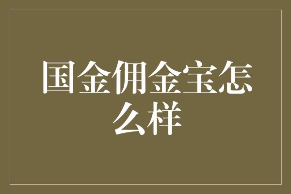 国金佣金宝怎么样