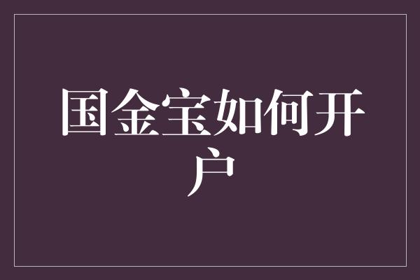 国金宝如何开户