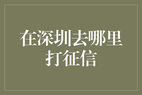 在深圳去哪里打征信