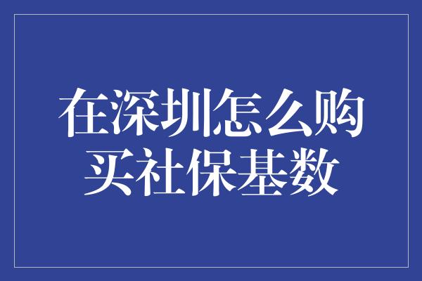 在深圳怎么购买社保基数