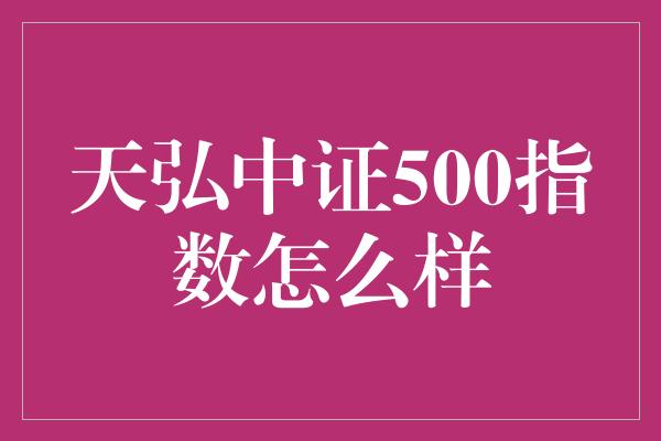 天弘中证500指数怎么样