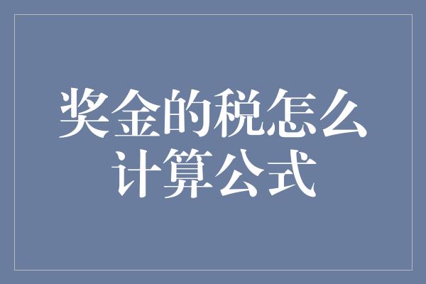 奖金的税怎么计算公式