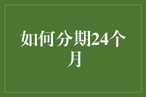 如何分期24个月