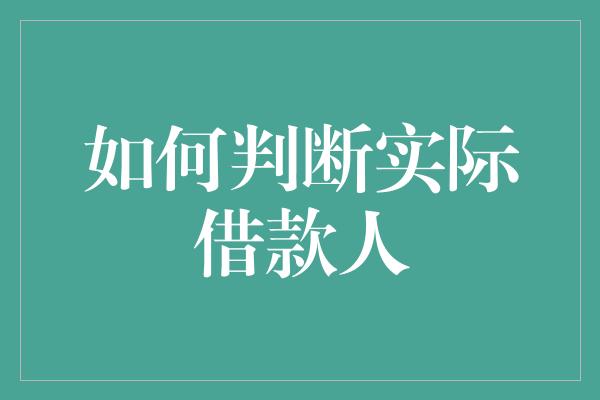 如何判断实际借款人