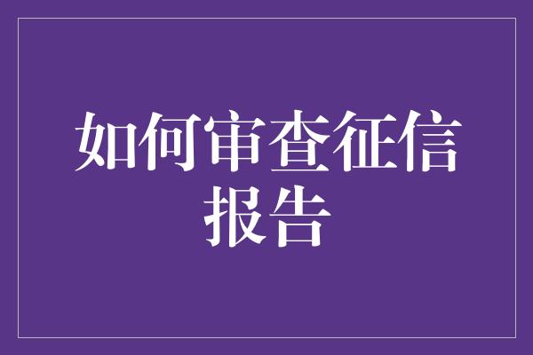 如何审查征信报告