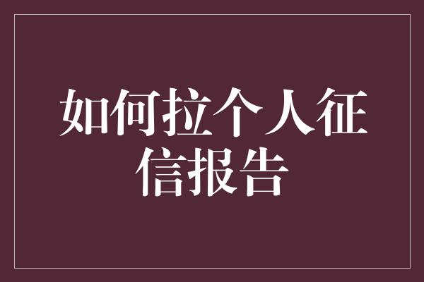 如何拉个人征信报告