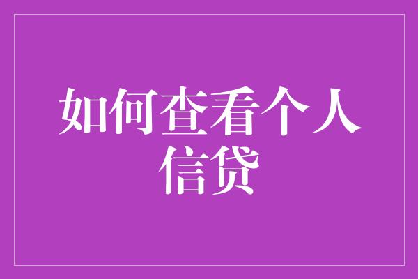 如何查看个人信贷