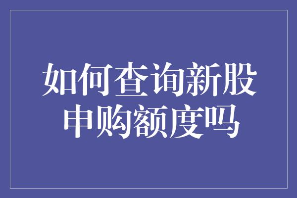 如何查询新股申购额度吗