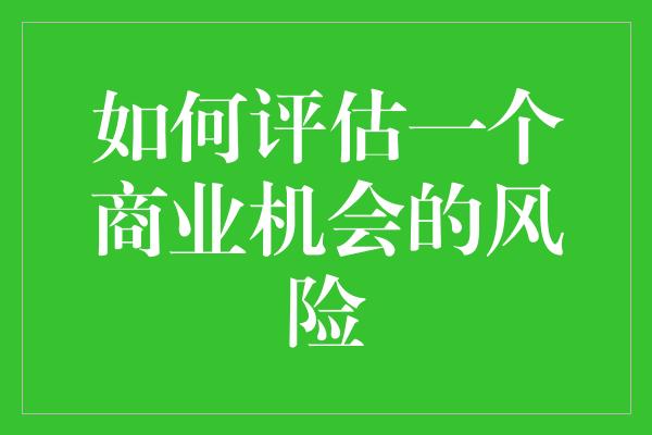 如何评估一个商业机会的风险