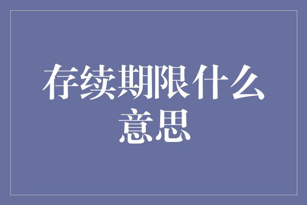 存续期限什么意思