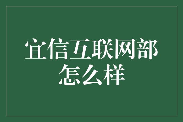 宜信互联网部怎么样