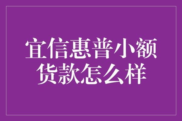 宜信惠普小额货款怎么样