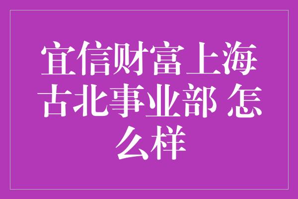 宜信财富上海古北事业部 怎么样