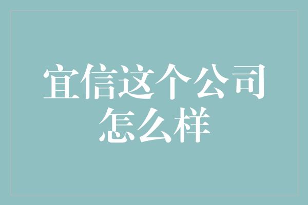 宜信这个公司怎么样