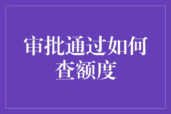 审批通过如何查额度