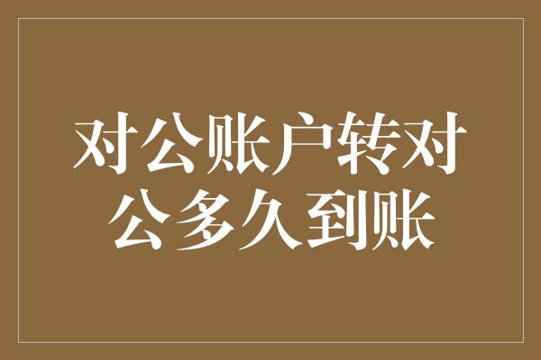 对公账户转对公多久到账