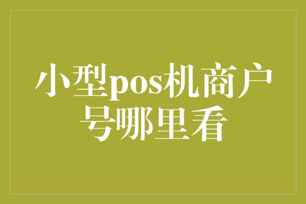 小型pos机商户号哪里看