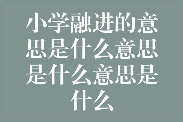 小学融进的意思是什么意思是什么意思是什么