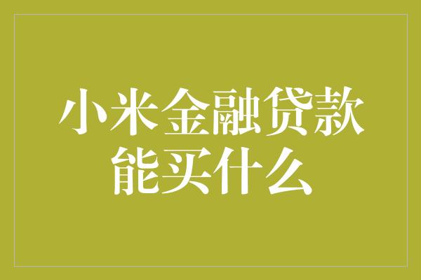 小米金融贷款能买什么