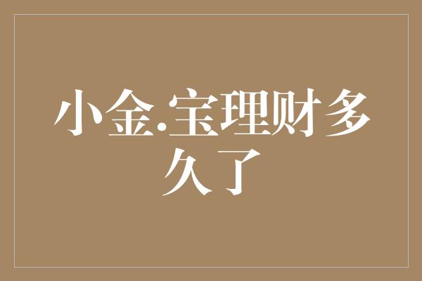 小金.宝理财多久了